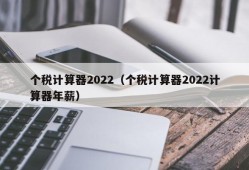个税计算器2022（个税计算器2022计算器年薪）