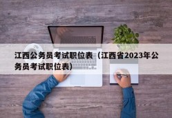 江西公务员考试职位表（江西省2023年公务员考试职位表）