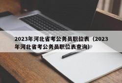 2023年河北省考公务员职位表（2023年河北省考公务员职位表查询）