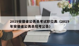 2019安徽省公务员考试职位表（2019年安徽省公务员招考公告）
